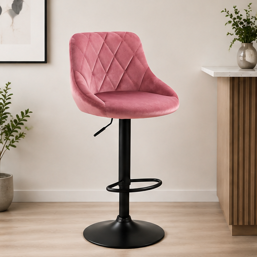 Tabouret de bar - velours rose