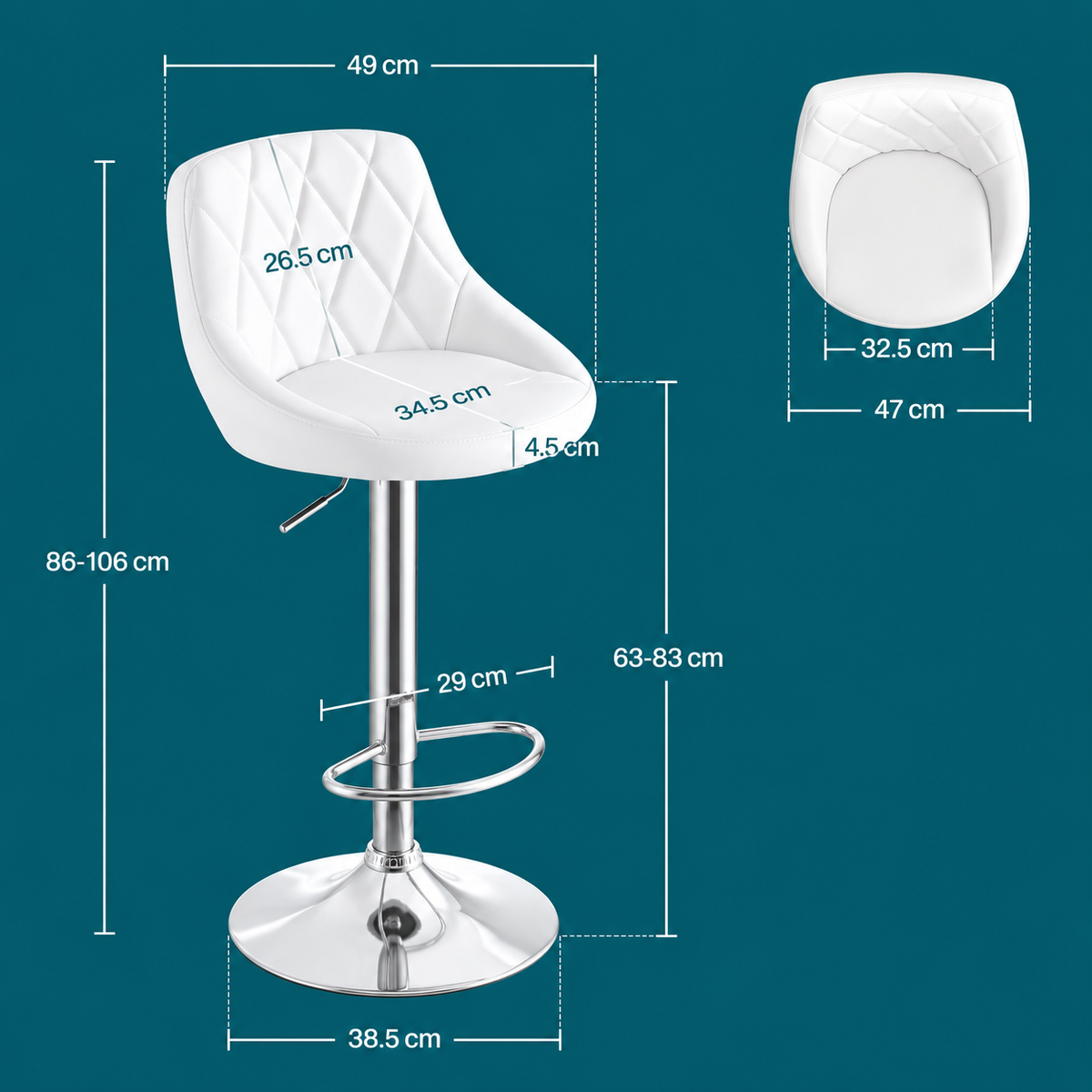Tabouret de bar - blanc cuir