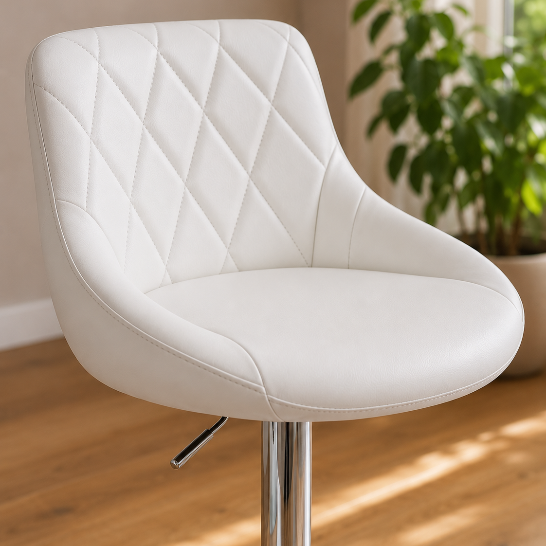 Tabouret de bar - blanc cuir