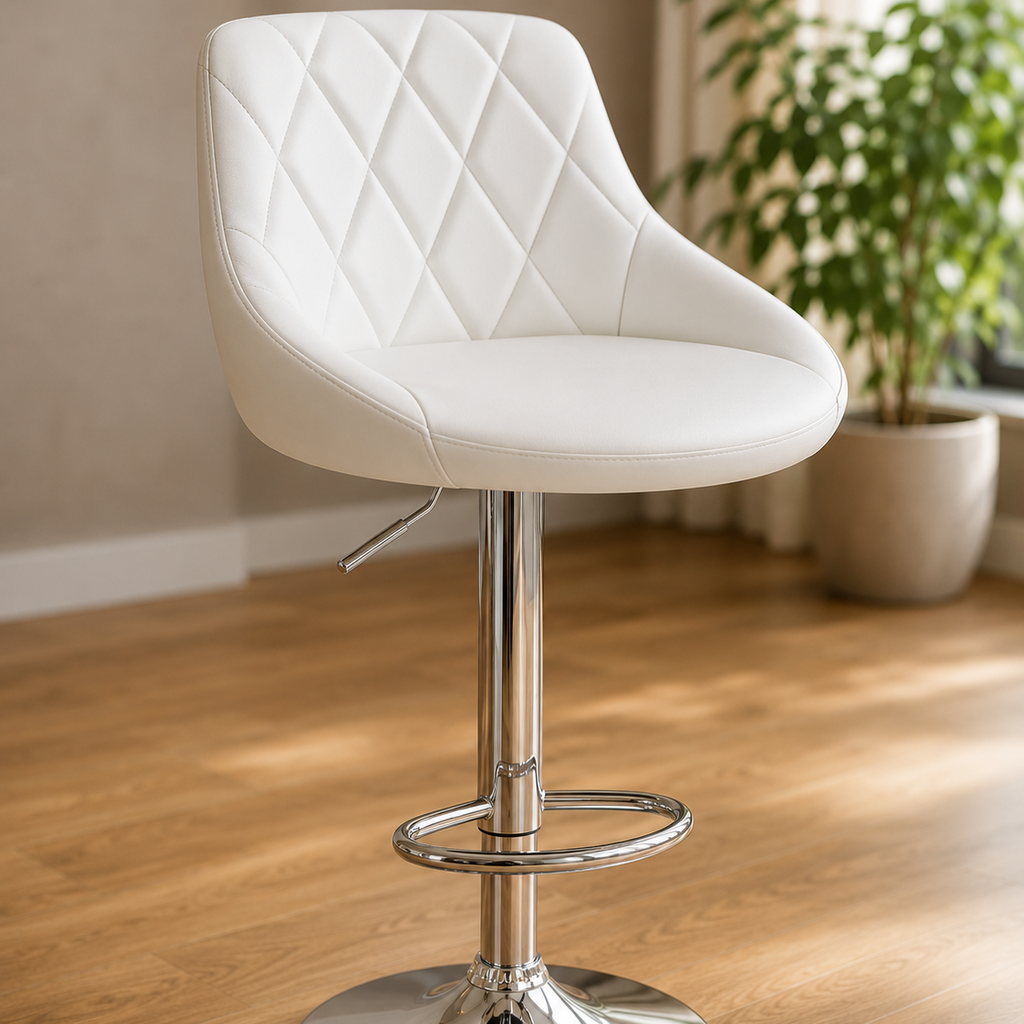 Tabouret de bar - blanc cuir