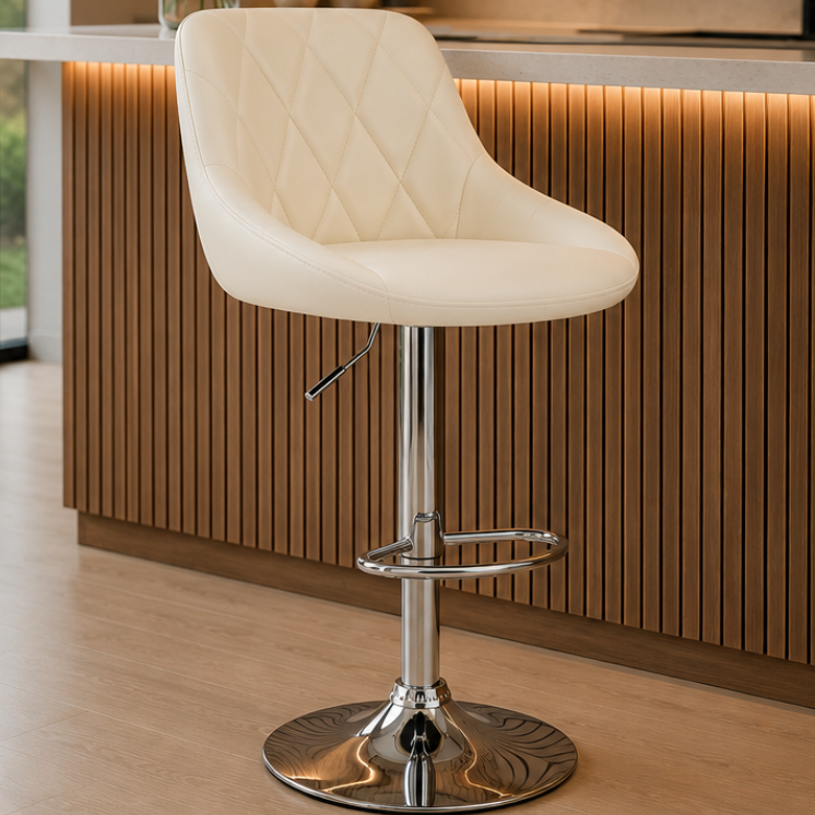Tabouret de bar - crème cuir