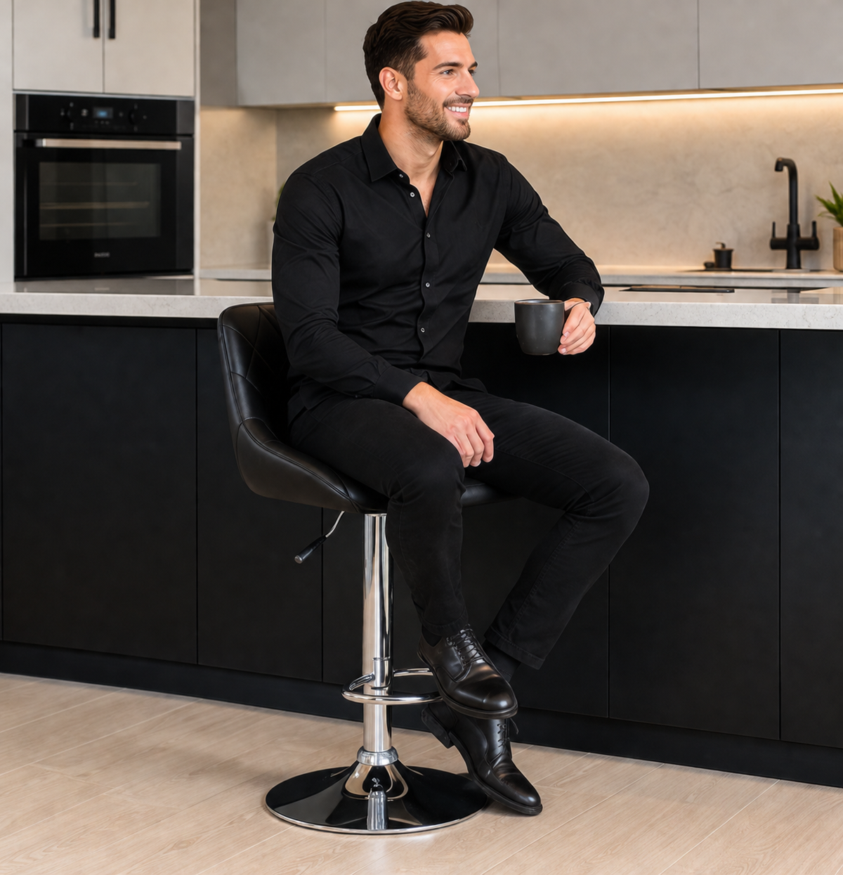 Tabouret de bar - noir cuir