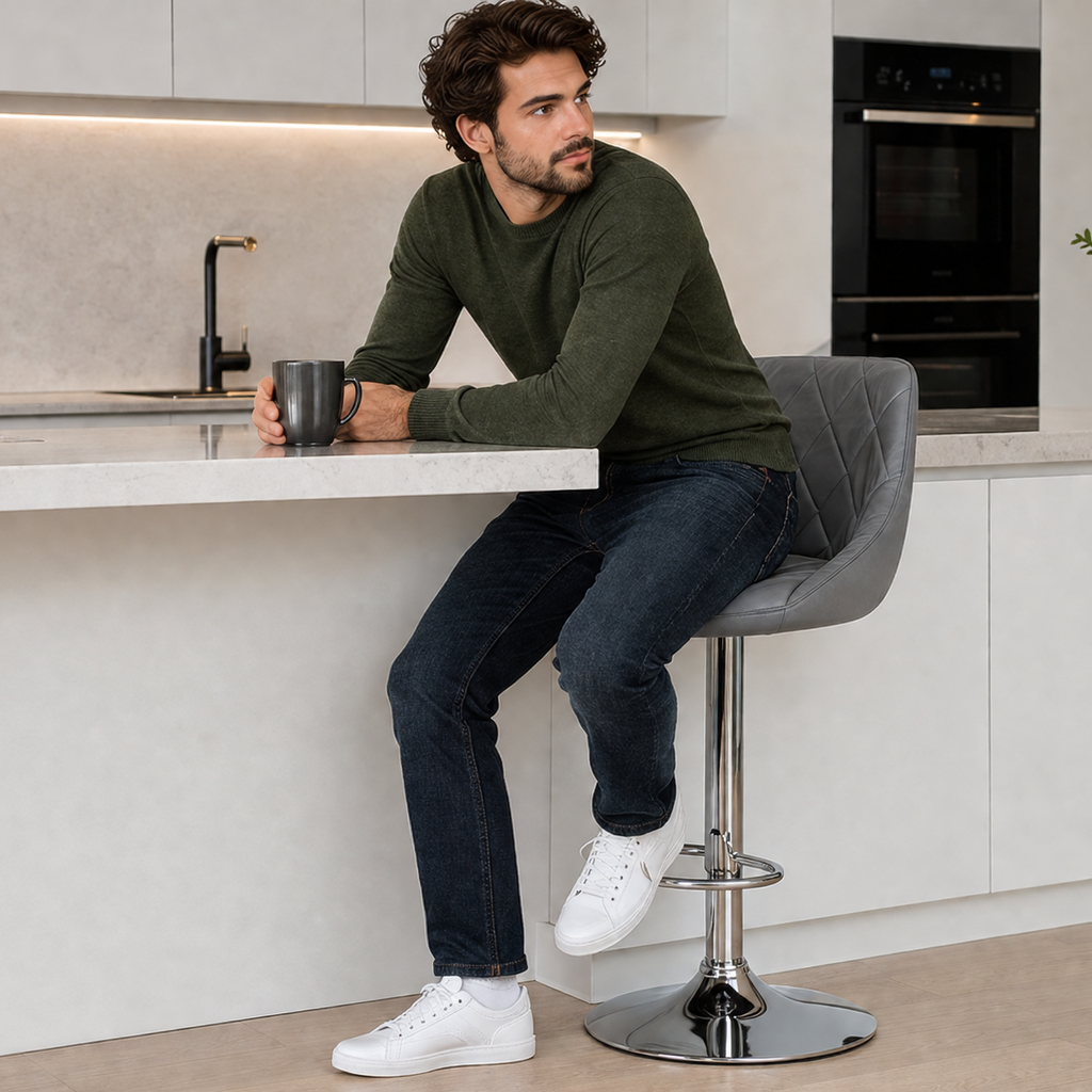 Tabouret de bar - gris cuir