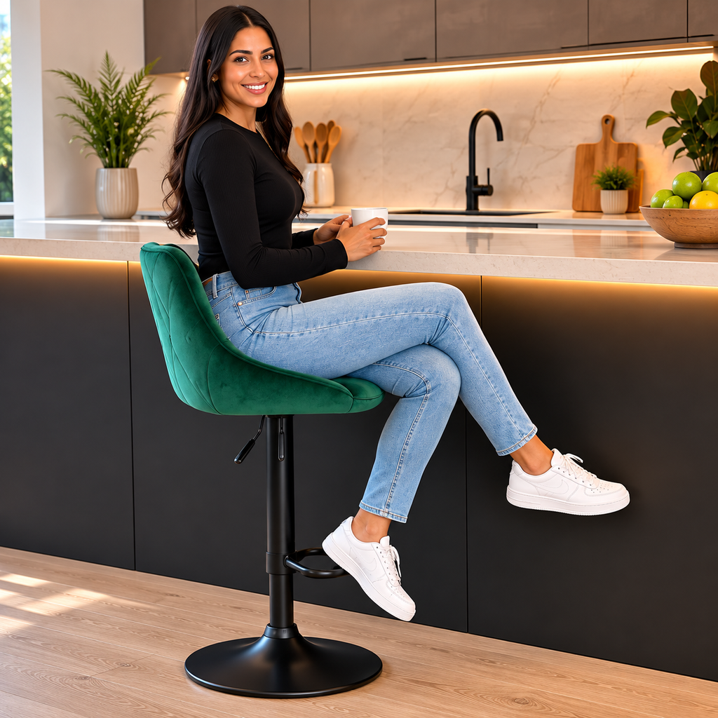 Tabouret de bar - velours vert