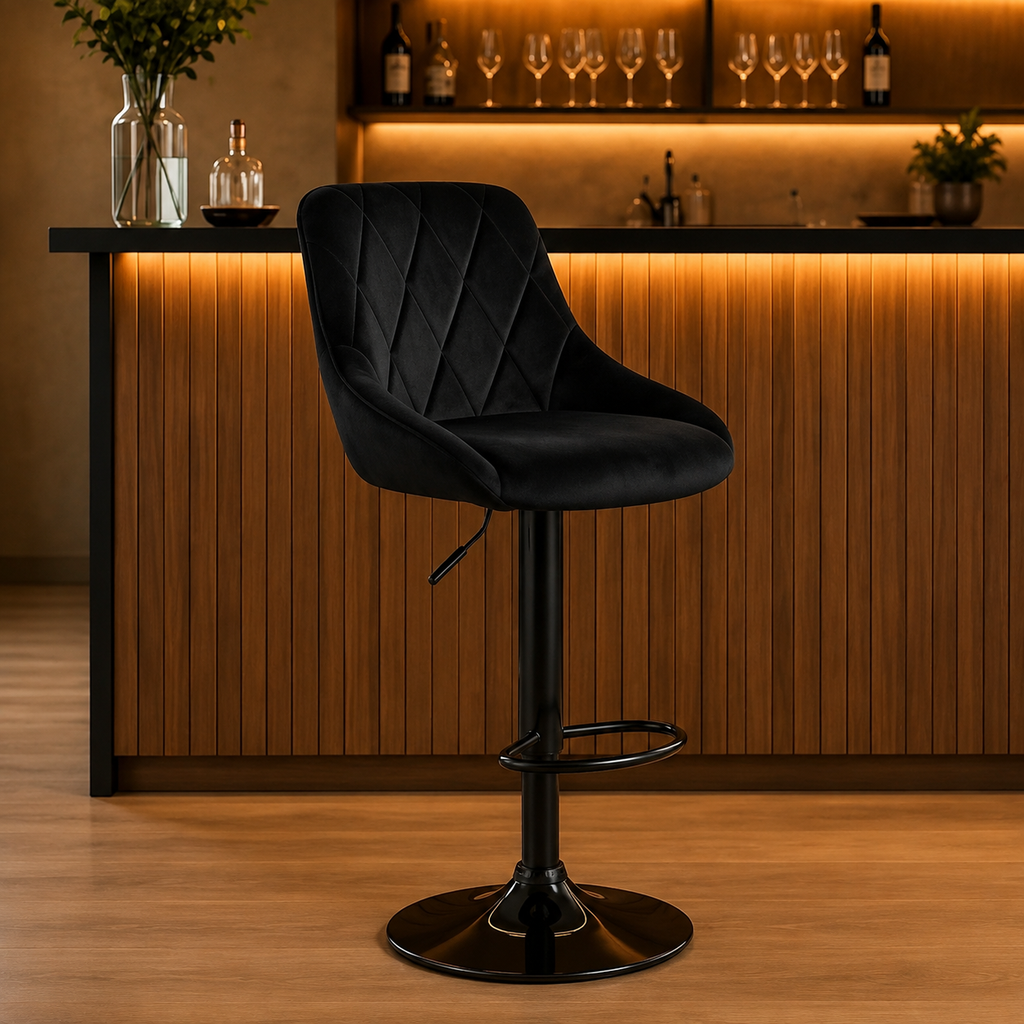 Tabouret de bar - velours noir