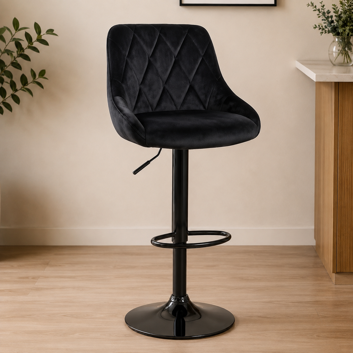 Tabouret de bar - velours noir