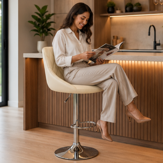 Tabouret de bar - crème cuir