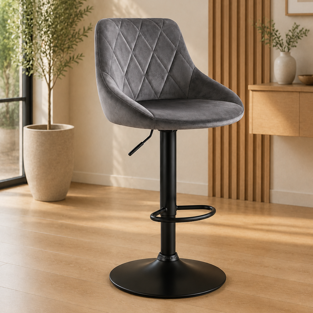 Tabouret de bar - gris velours