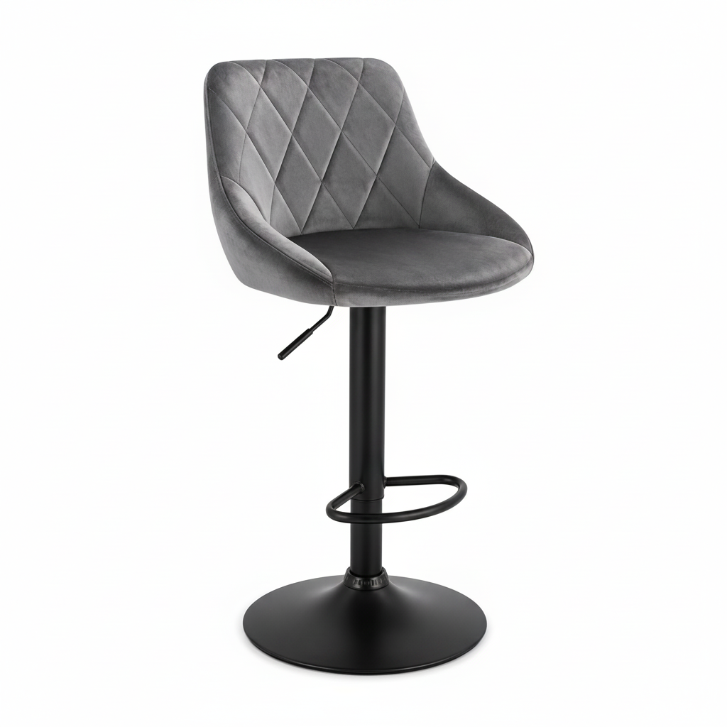Tabouret de bar - gris velours