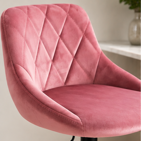 Tabouret de bar - velours rose