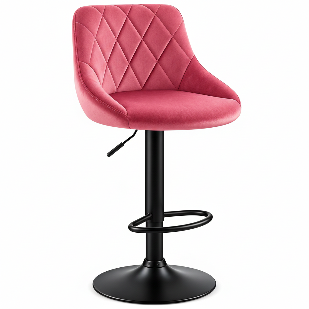 Tabouret de bar - velours rose