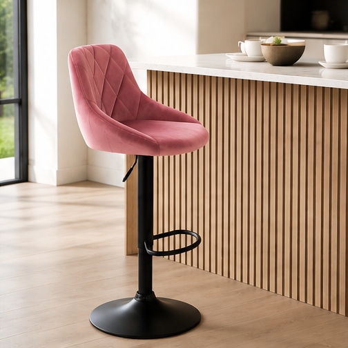 Tabouret de bar - velours rose