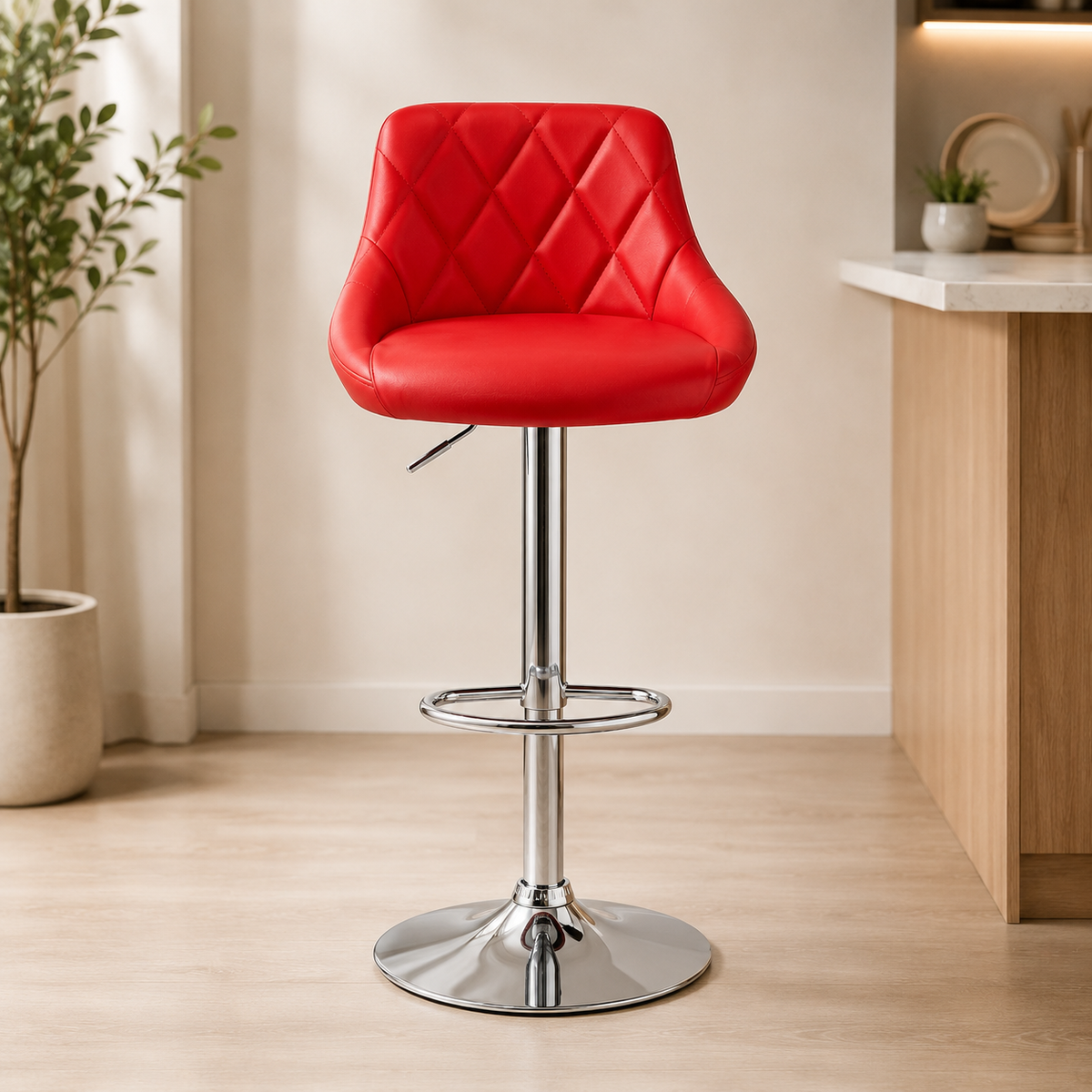 Tabouret de bar - cuir rouge