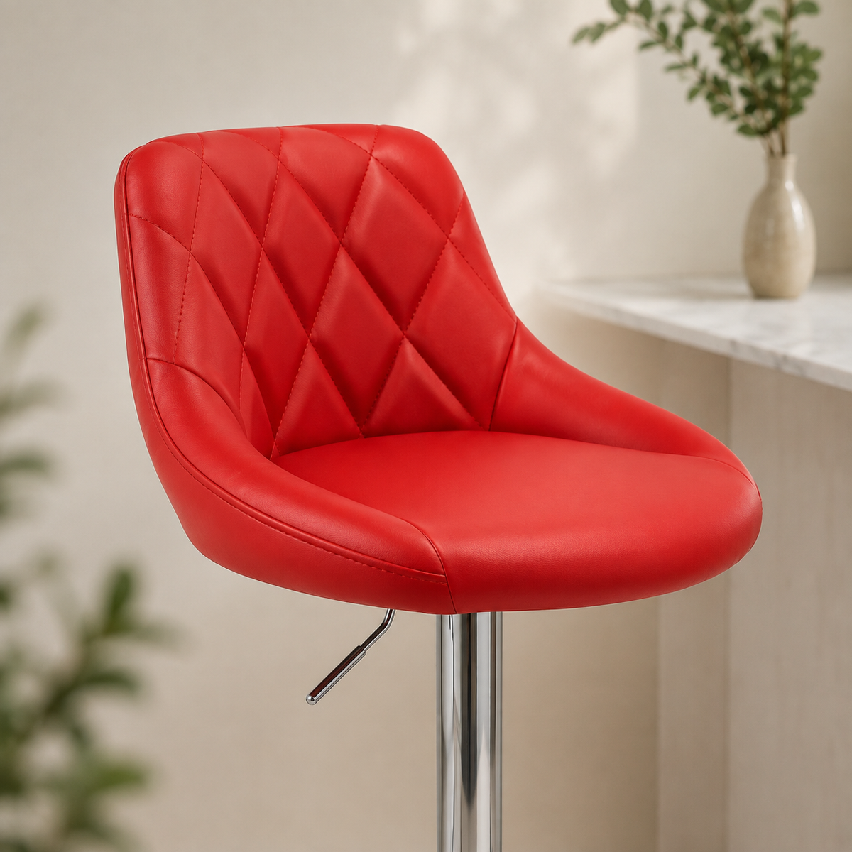 Tabouret de bar - cuir rouge