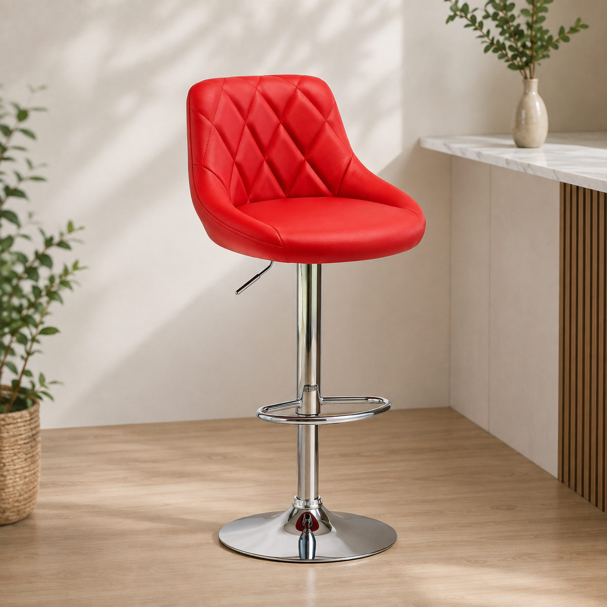 Tabouret de bar - cuir rouge